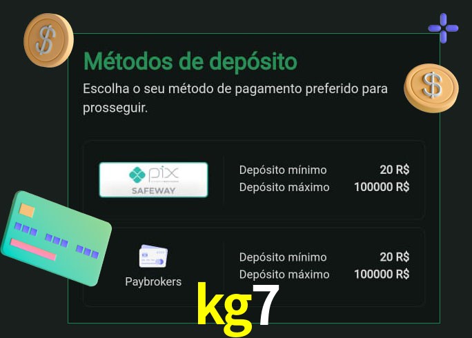 O cassino kg7 oferece uma grande variedade de métodos de pagamento